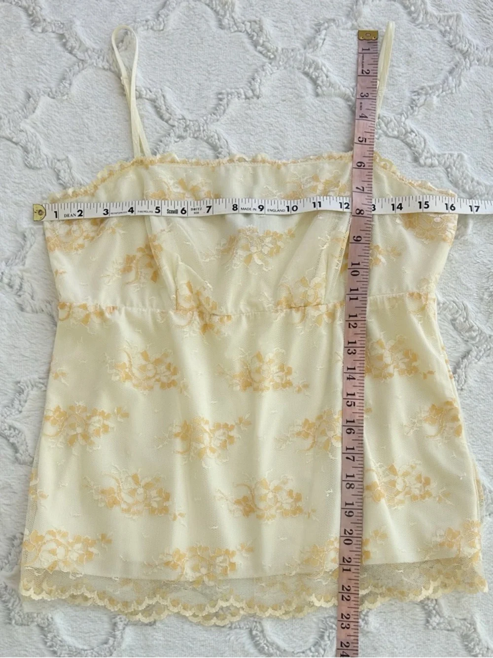 Vintage Y2K White/Cream Square Neck Lace Babydoll Cami Size Large - Picture 9 of 11